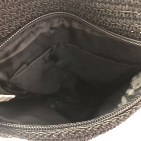 Hand Crafted Crocheted Shoulder Strap Zip Black Handbag - Picture 5 of 7